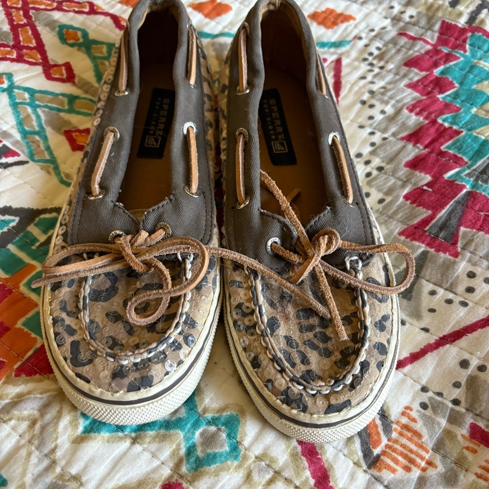 SPERRY TOP SIDER sequined animal print girls size 3